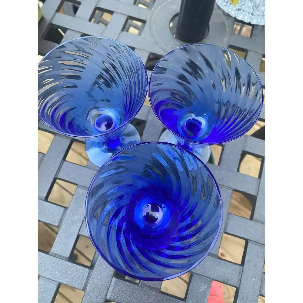 Set of 3 VTG Libbey Cobalt Blue‎ 